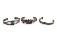 Fred Harvey Era Silver and Turquoise Cuff Bracelets