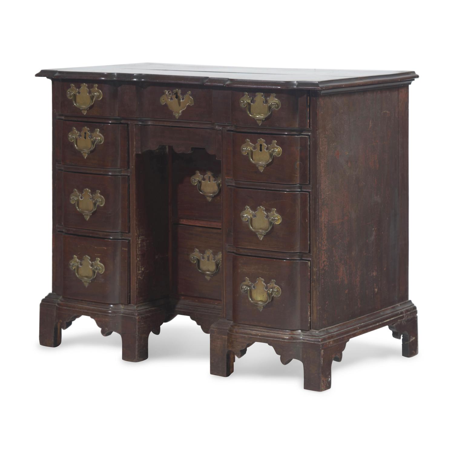 A Chippendale Mahogany Block-Front Kneehole Desk