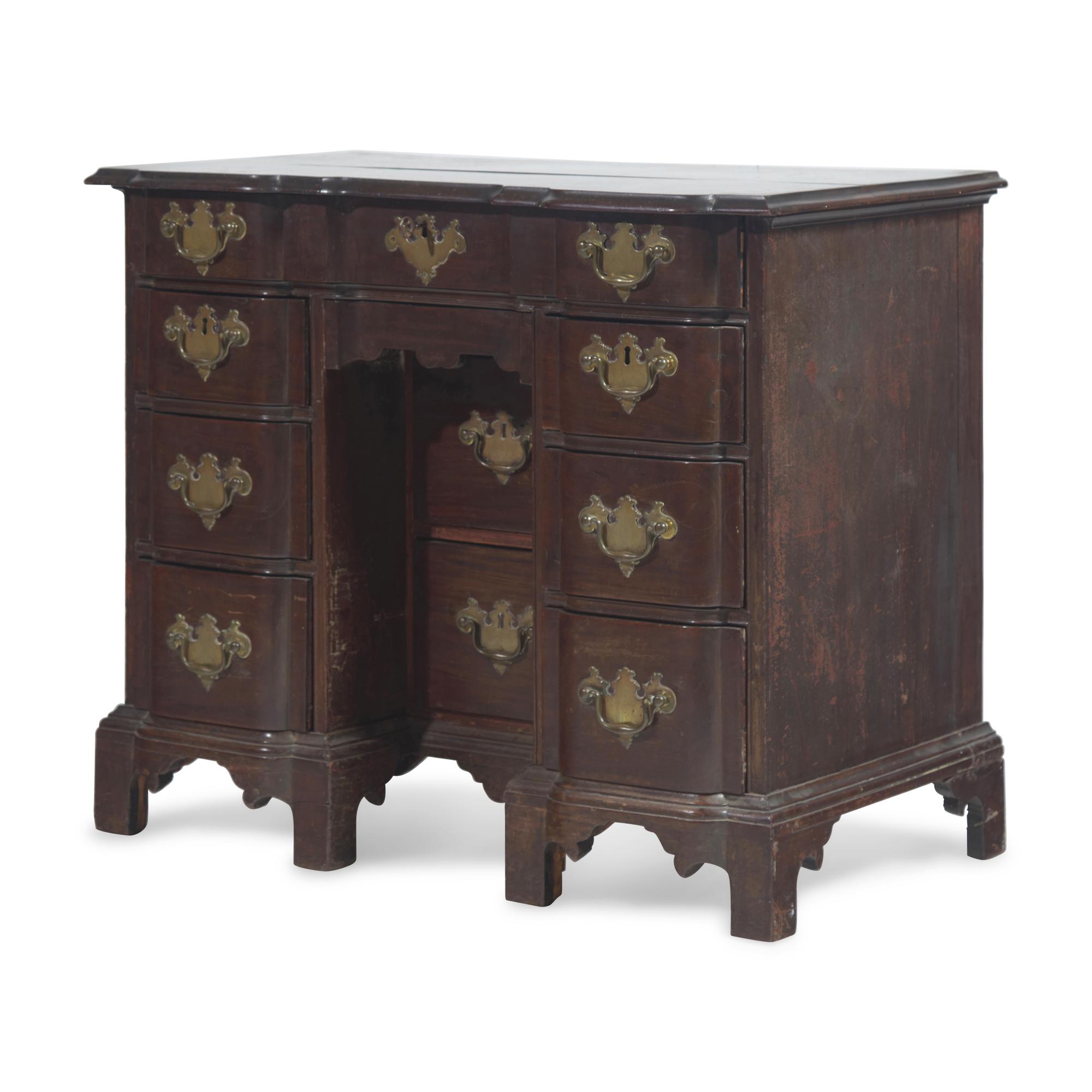A Chippendale Mahogany Block-Front Kneehole Desk