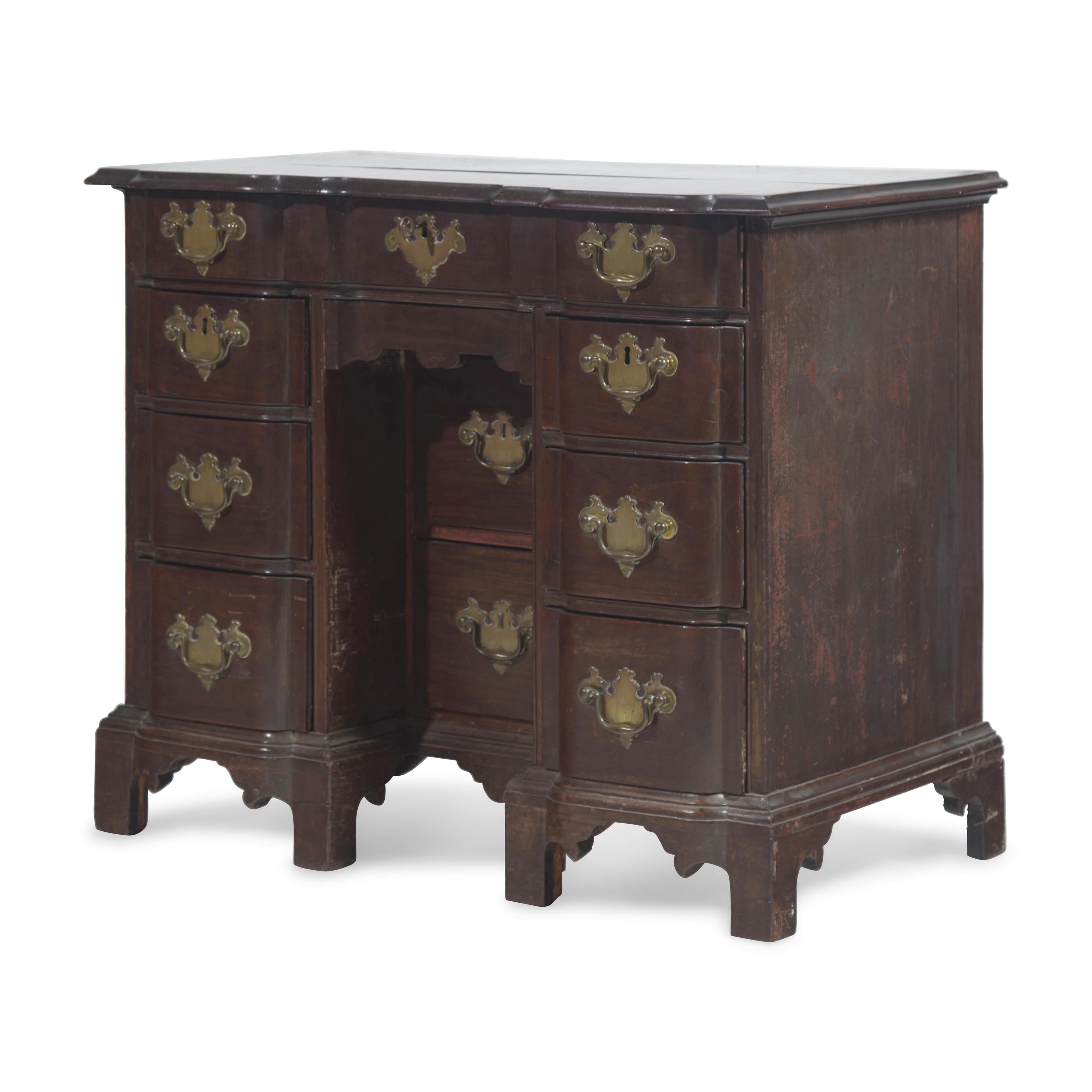 A Chippendale Mahogany Block-Front Kneehole Desk
