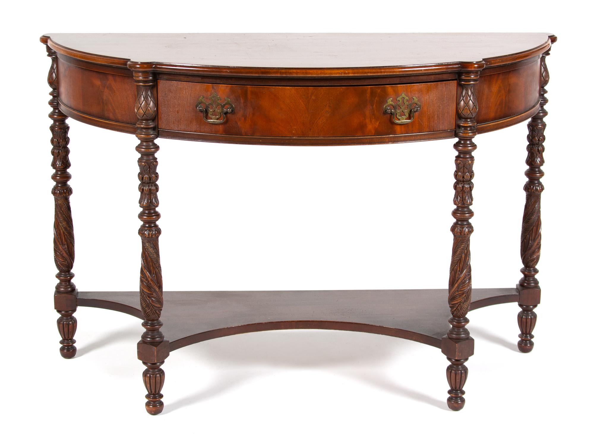 A Neoclassical Style Mahogany Console Table Height 30 1/2 x width 46 x depth 18 3/4 inches. — 20TH CENTURY