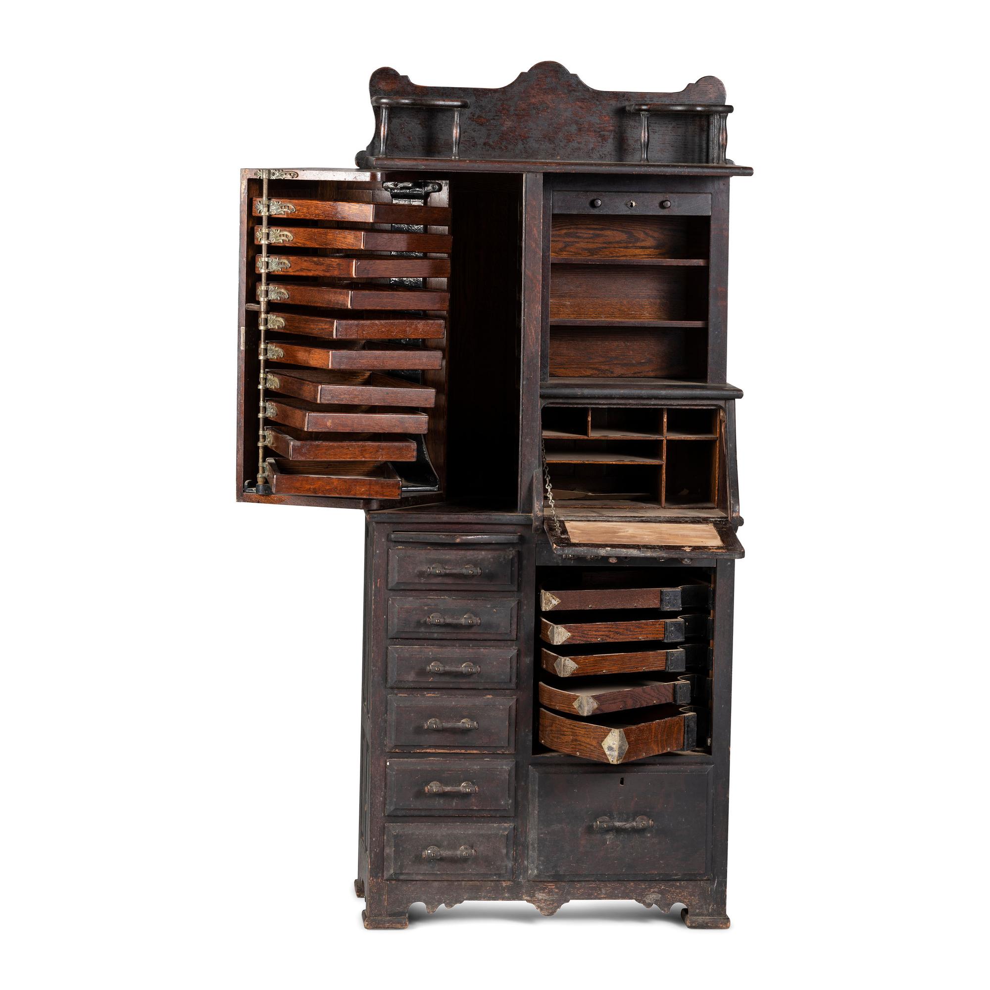 A Harvard Company Oak Dental Cabinet