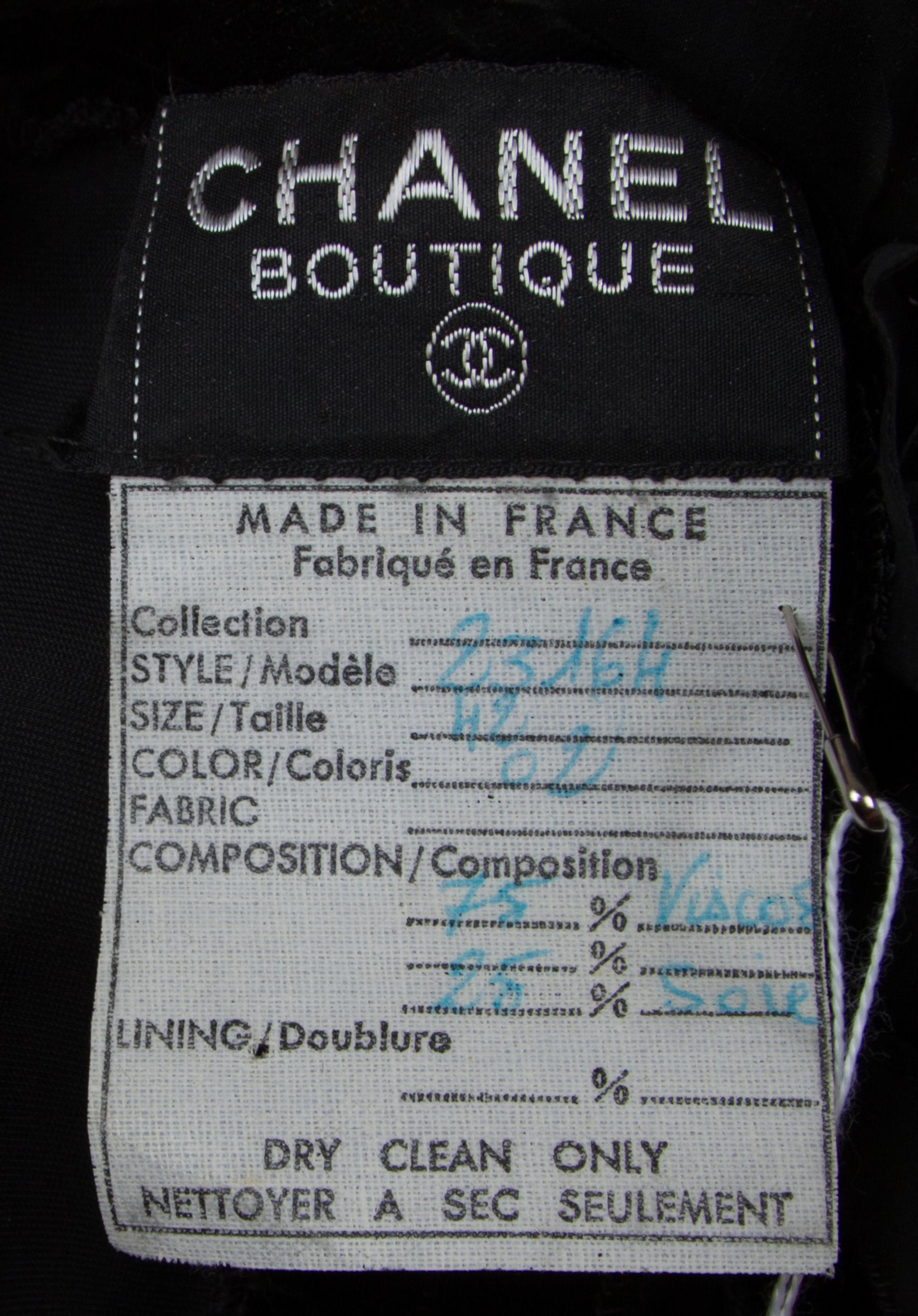 A Chanel Black Velvet Double Breasted Dress, Size 42.