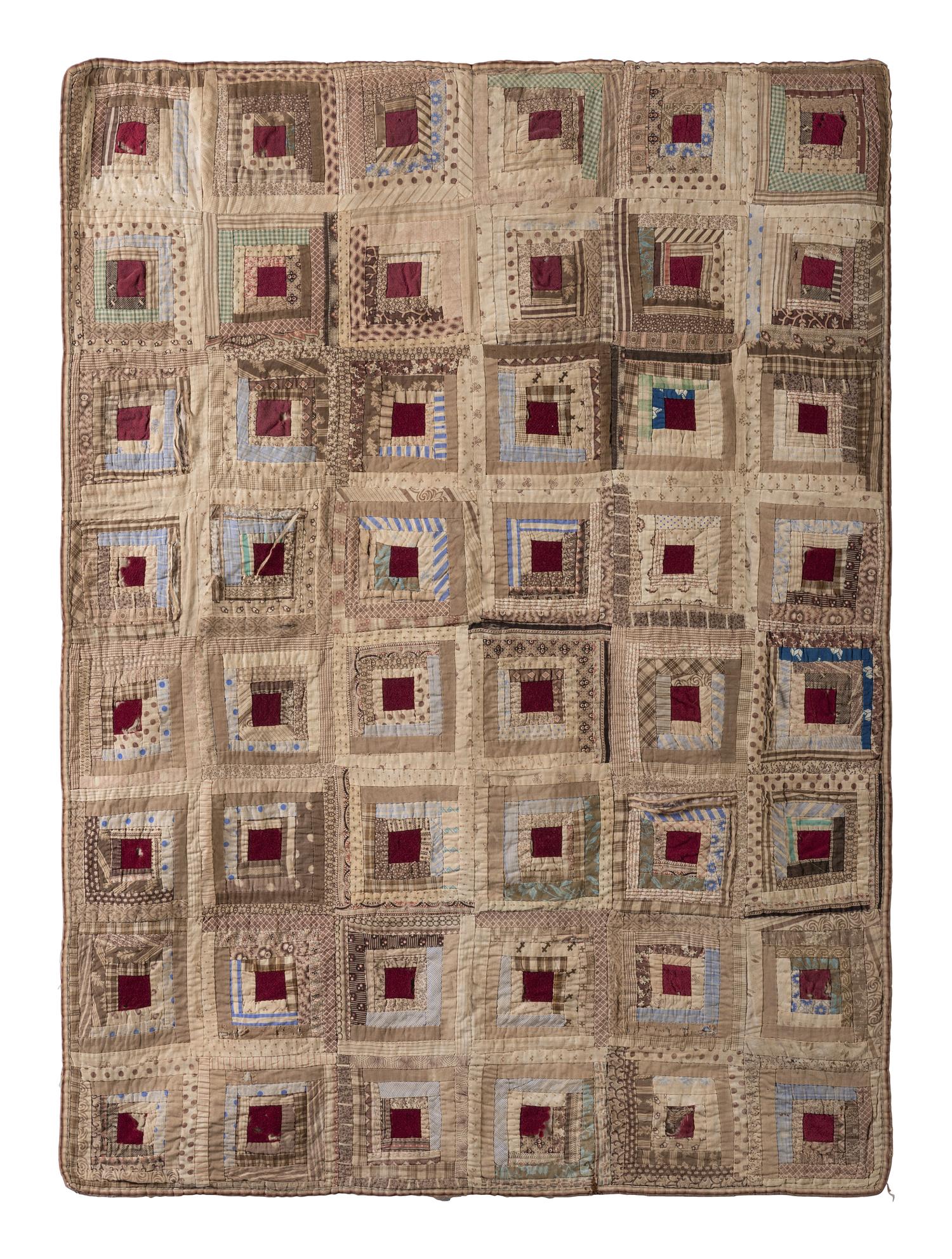 A Doll's Pieced Cotton Log Cabin Quilt