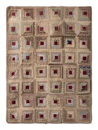 A Doll's Pieced Cotton Log Cabin Quilt