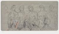 Henry Moore, (English, 1898-1986), Female Figures with Grey Background, 1980