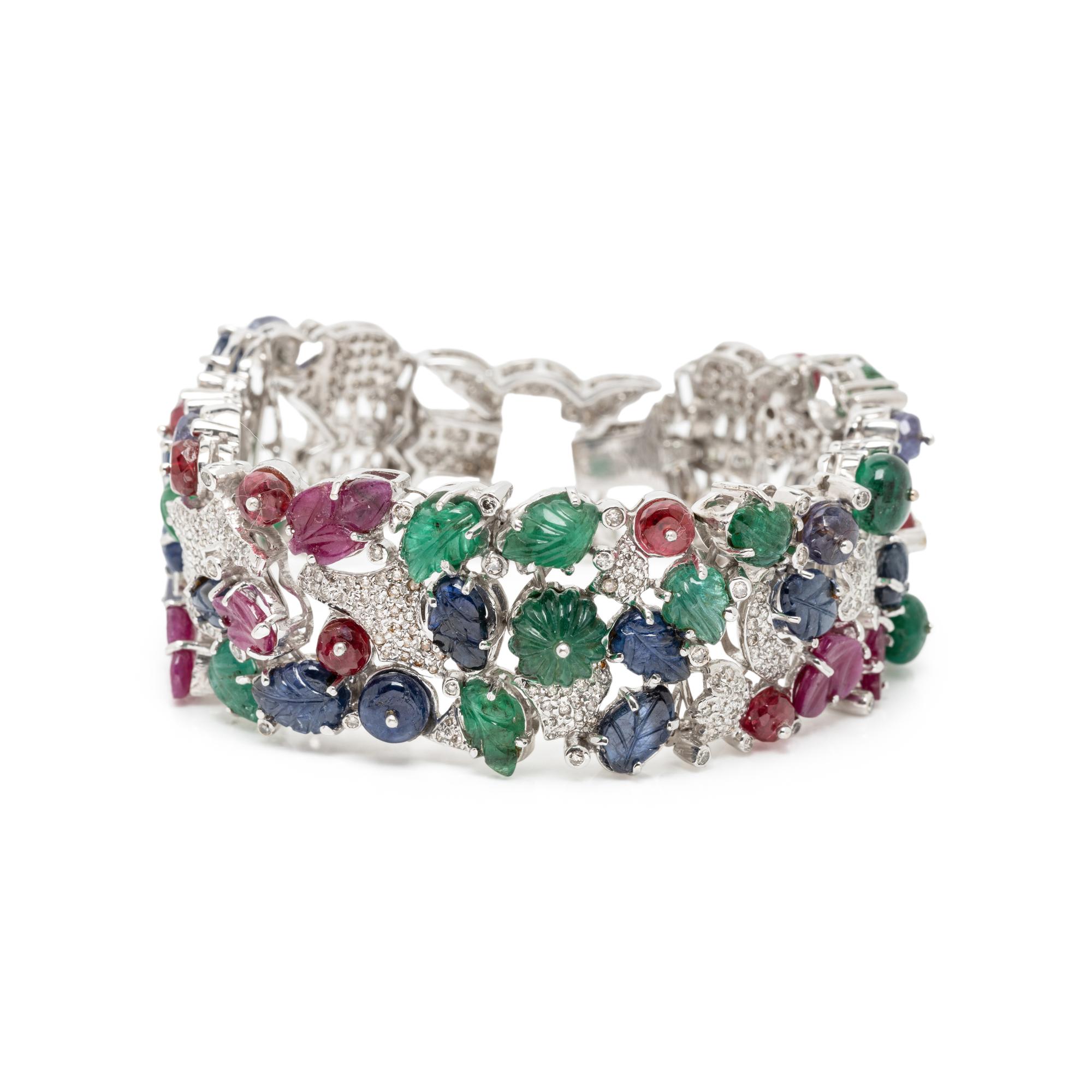 WHITE GOLD, DIAMOND AND MULTIGEM BRACELET