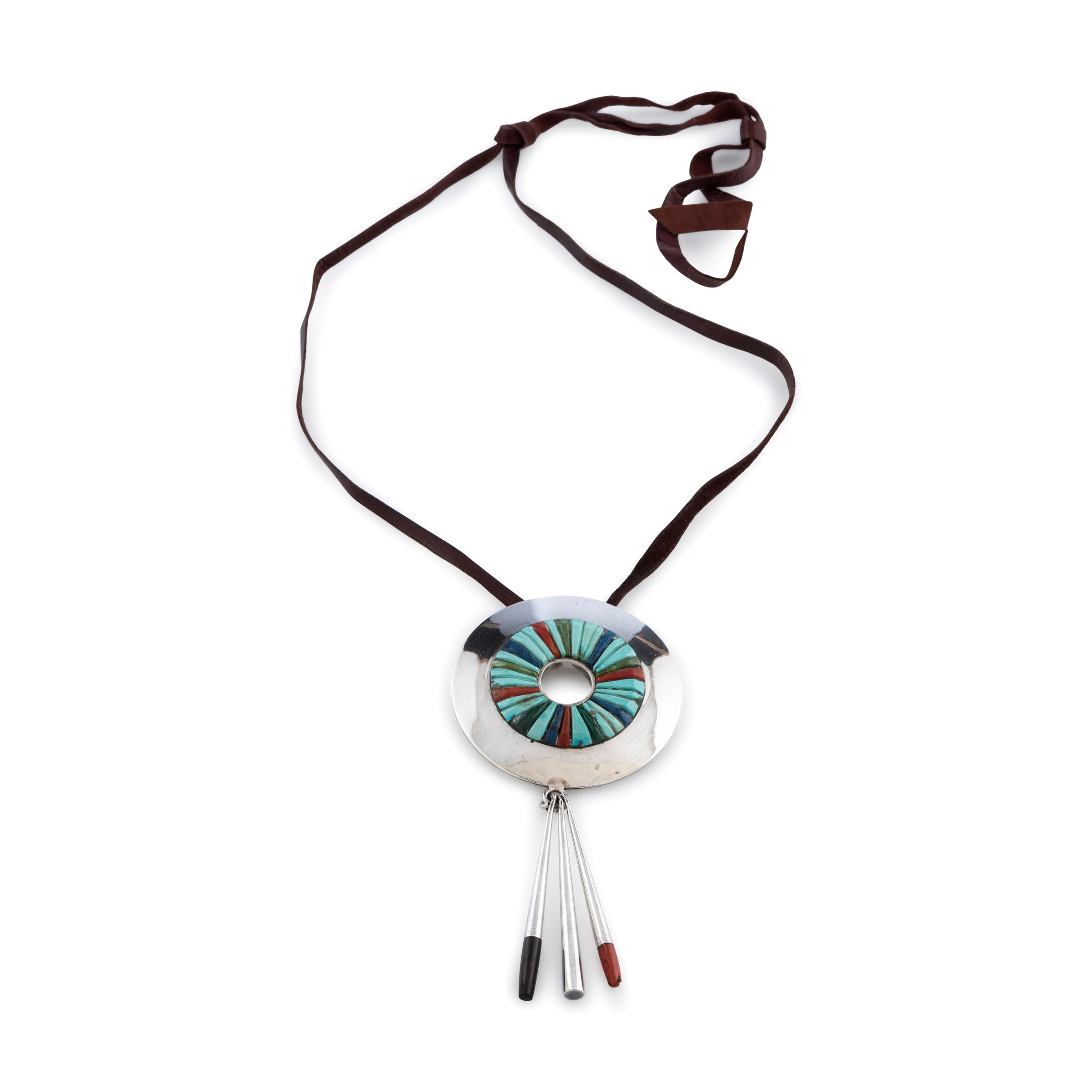 Silver Pendant, with Mosaic Inlay