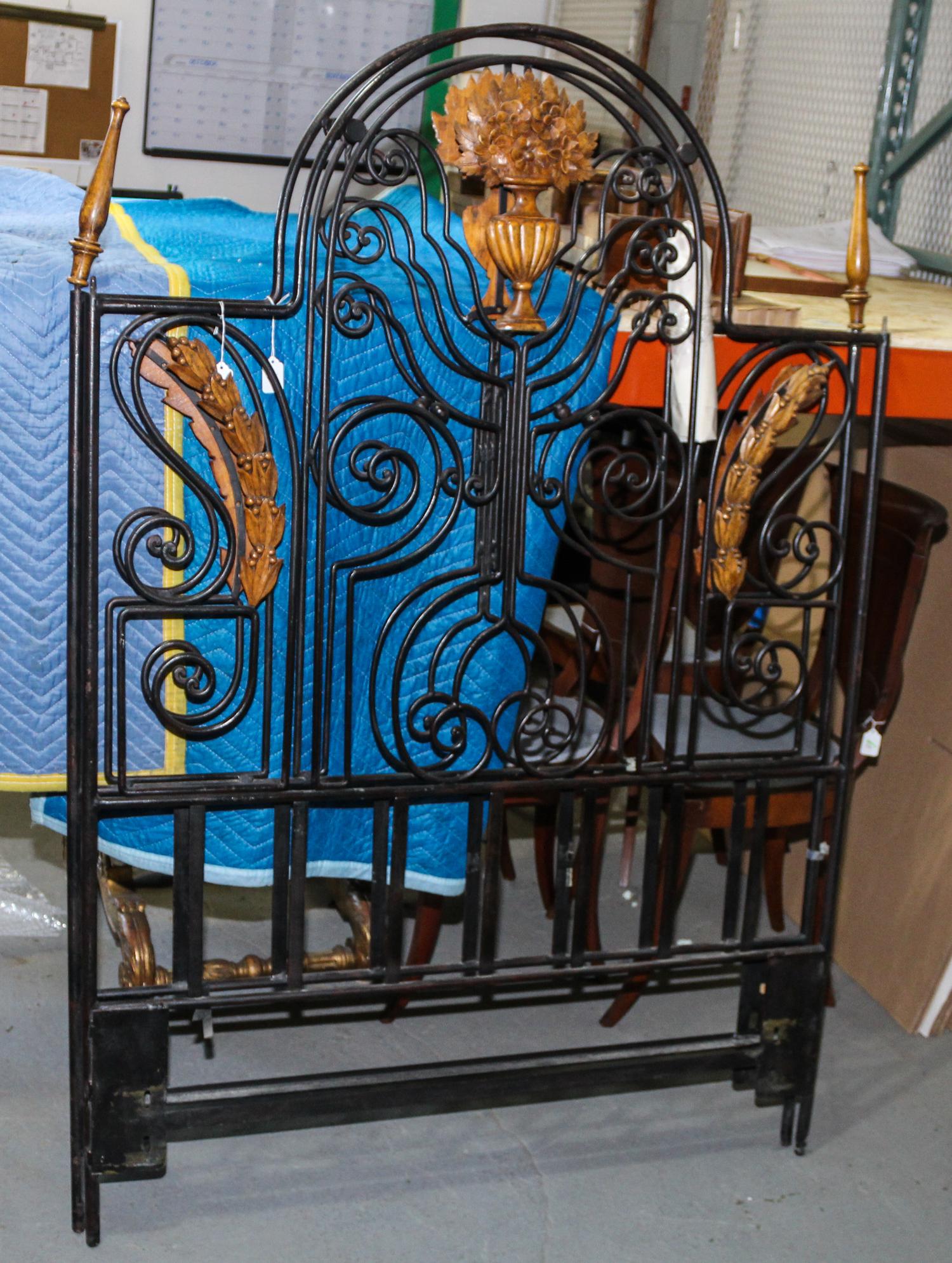 A Pair of Steel and Gilt Metal Day Beds Height of headboards 61 1/2 inches. — 20TH CENTURY