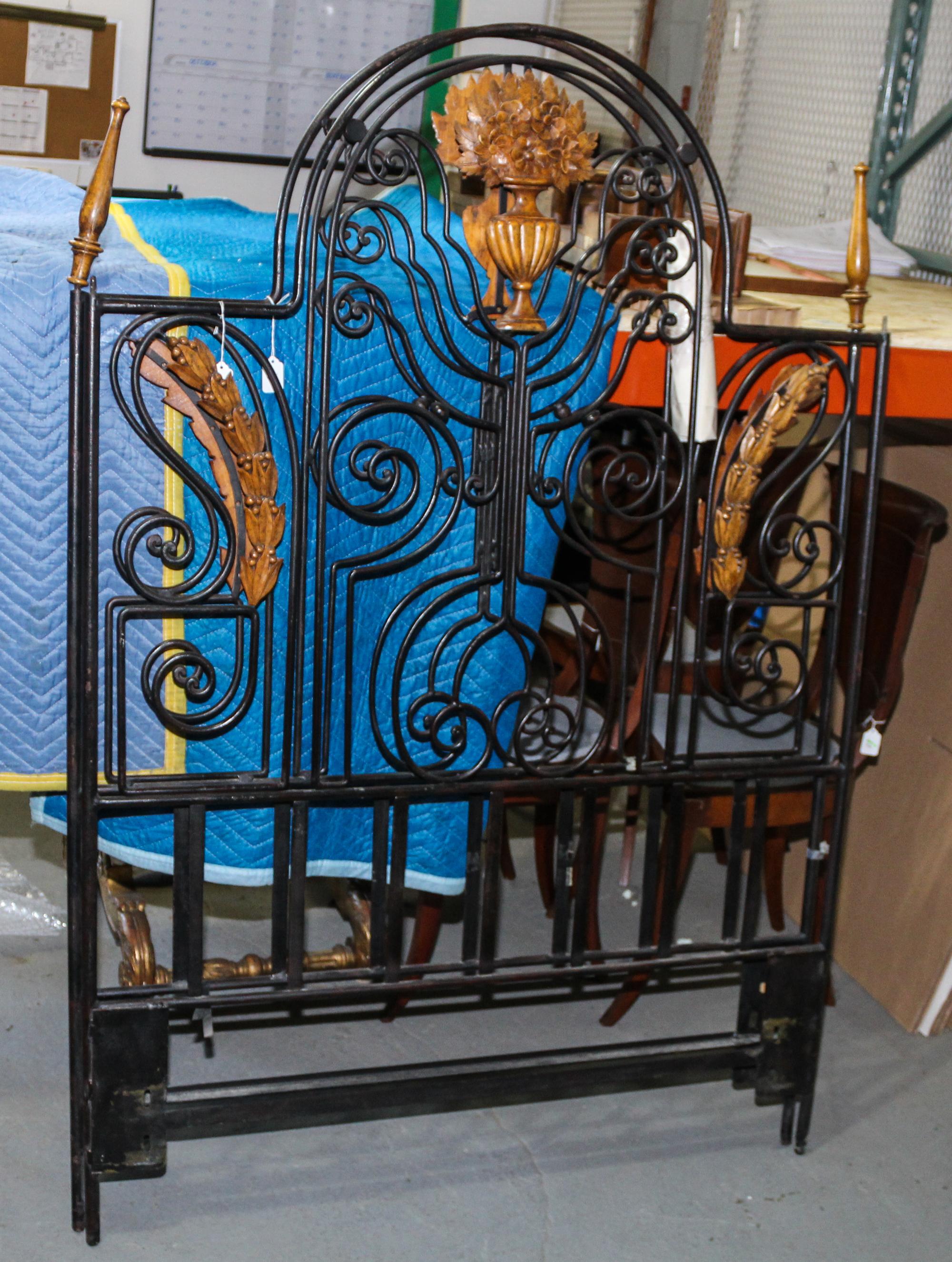 A Pair of Steel and Gilt Metal Day Beds Height of headboards 61 1/2 inches. — 20TH CENTURY