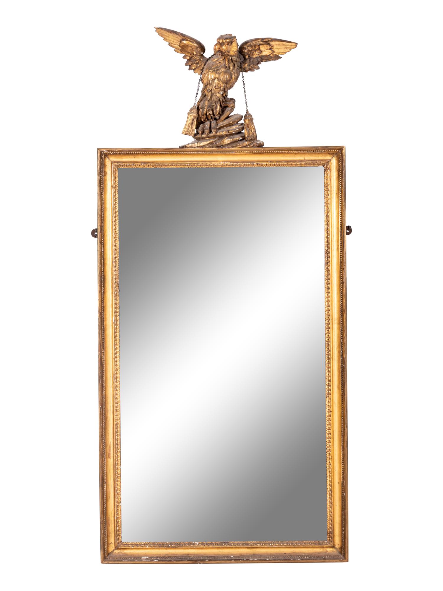A George III Style Giltwood Mirror with an Eagle Finial