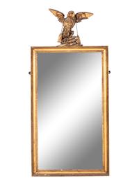 A George III Style Giltwood Mirror with an Eagle Finial