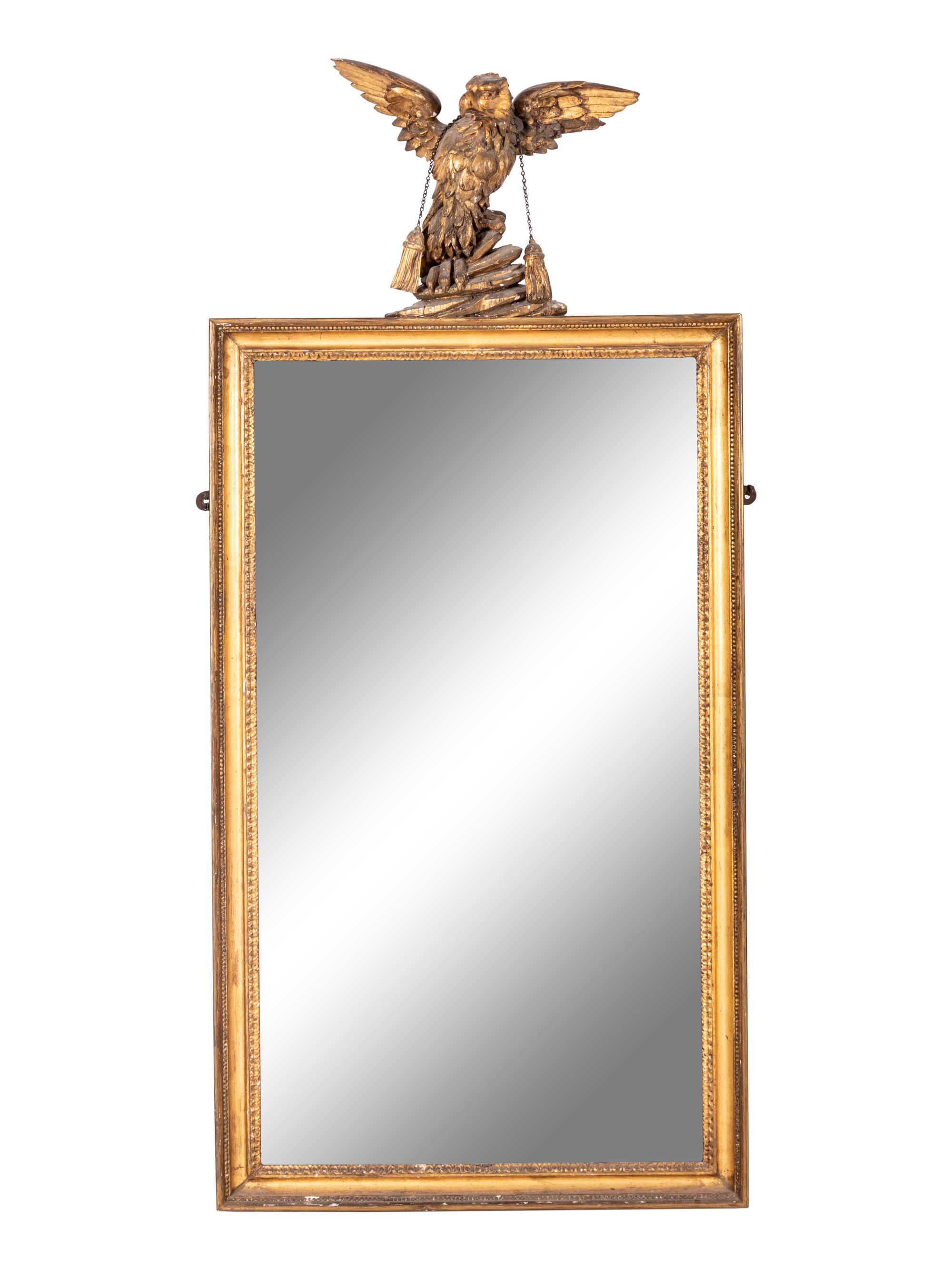 A George III Style Giltwood Mirror with an Eagle Finial