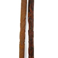 Group of seven carved wood canes with figural and patriotic motifs American and Mexican, late 19th/20th century