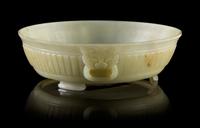 A Celadon Jade Vessel Diameter 6 1/4 inches.