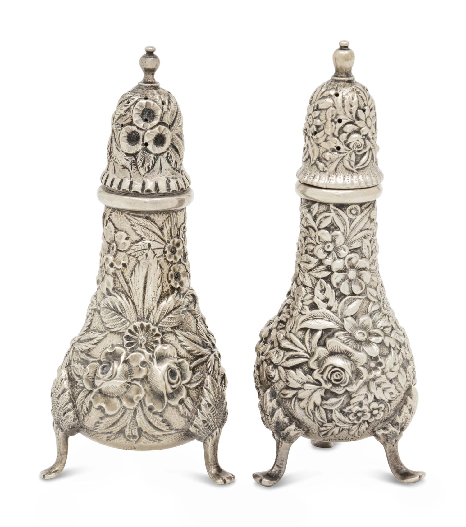 Two S. Kirk and Son Silver Repousse Casters
