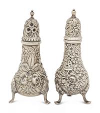 Two S. Kirk and Son Silver Repousse Casters
