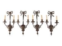 A Set of Four Louis XVI Style Gilt Bronze Two-Light Sconces