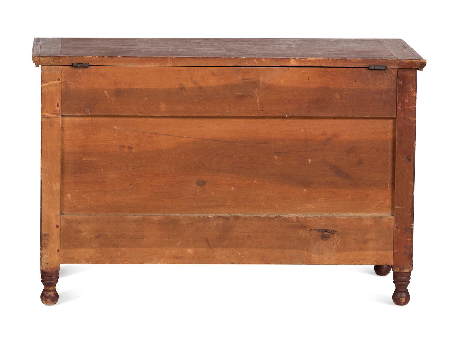 A Late Federal Red Painted Poplar Blanket Box