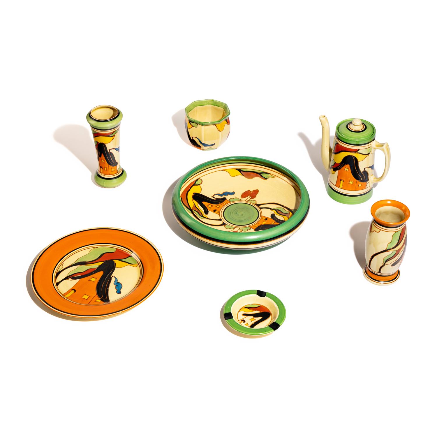 Orange House pattern, Group of 7 items, c. 1930-32