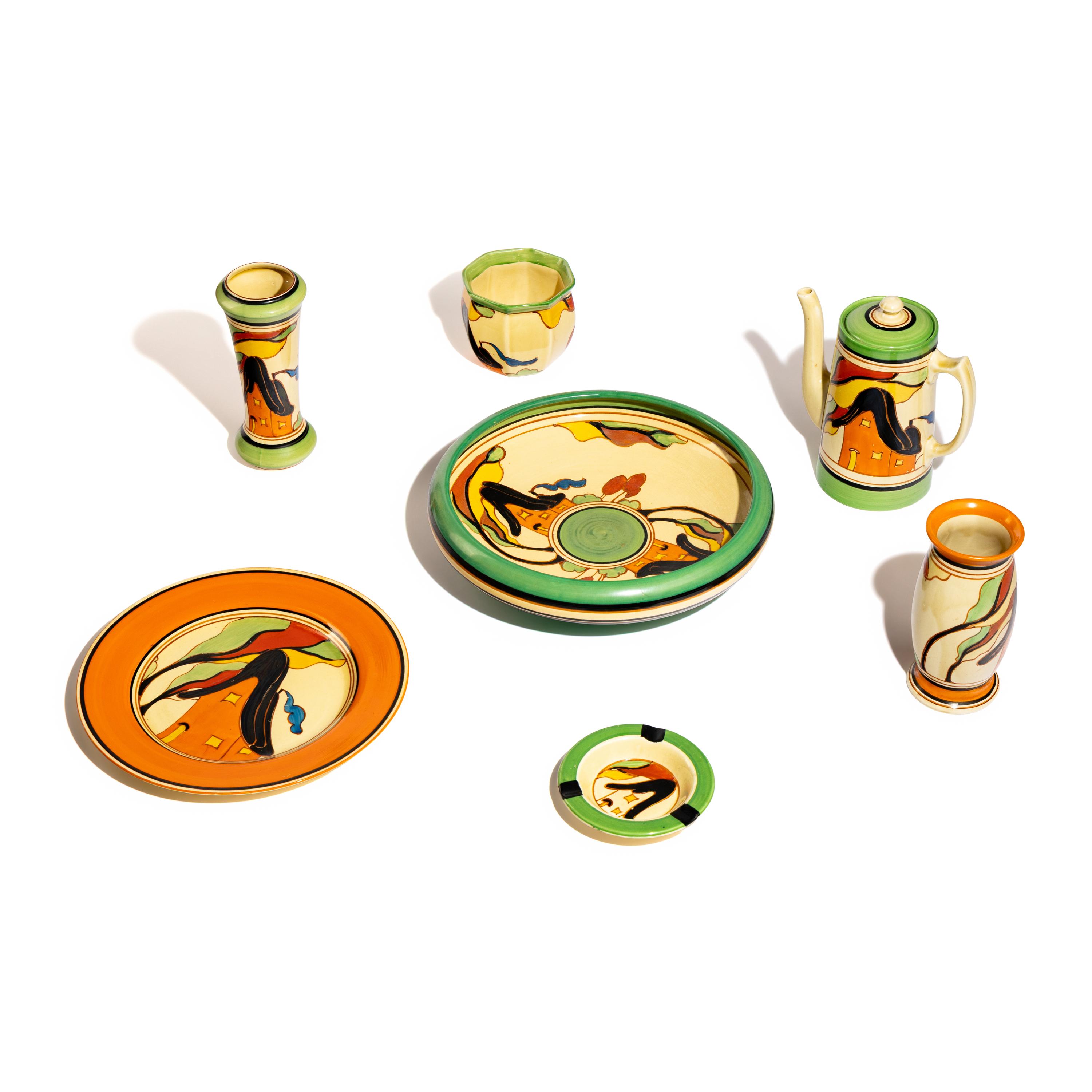 Orange House pattern, Group of 7 items, c. 1930-32