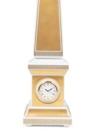A Versace Carpe Diem Clock-Inset Porcelain Obelisk