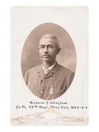 [AFRICAN AMERICANA - CIVIL WAR]. Cabinet photograph of 54th Massachusetts Infantry Veteran Richard S. Winslow. Newport, RI and Rockland, MA: Holloway.