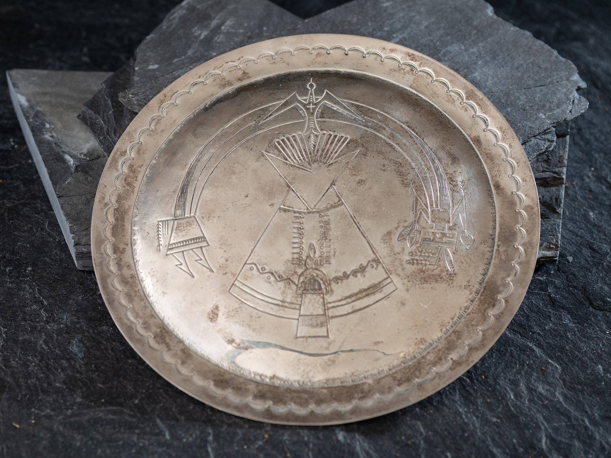 Silver Plaque, with Tipi and Rainbow Guardian