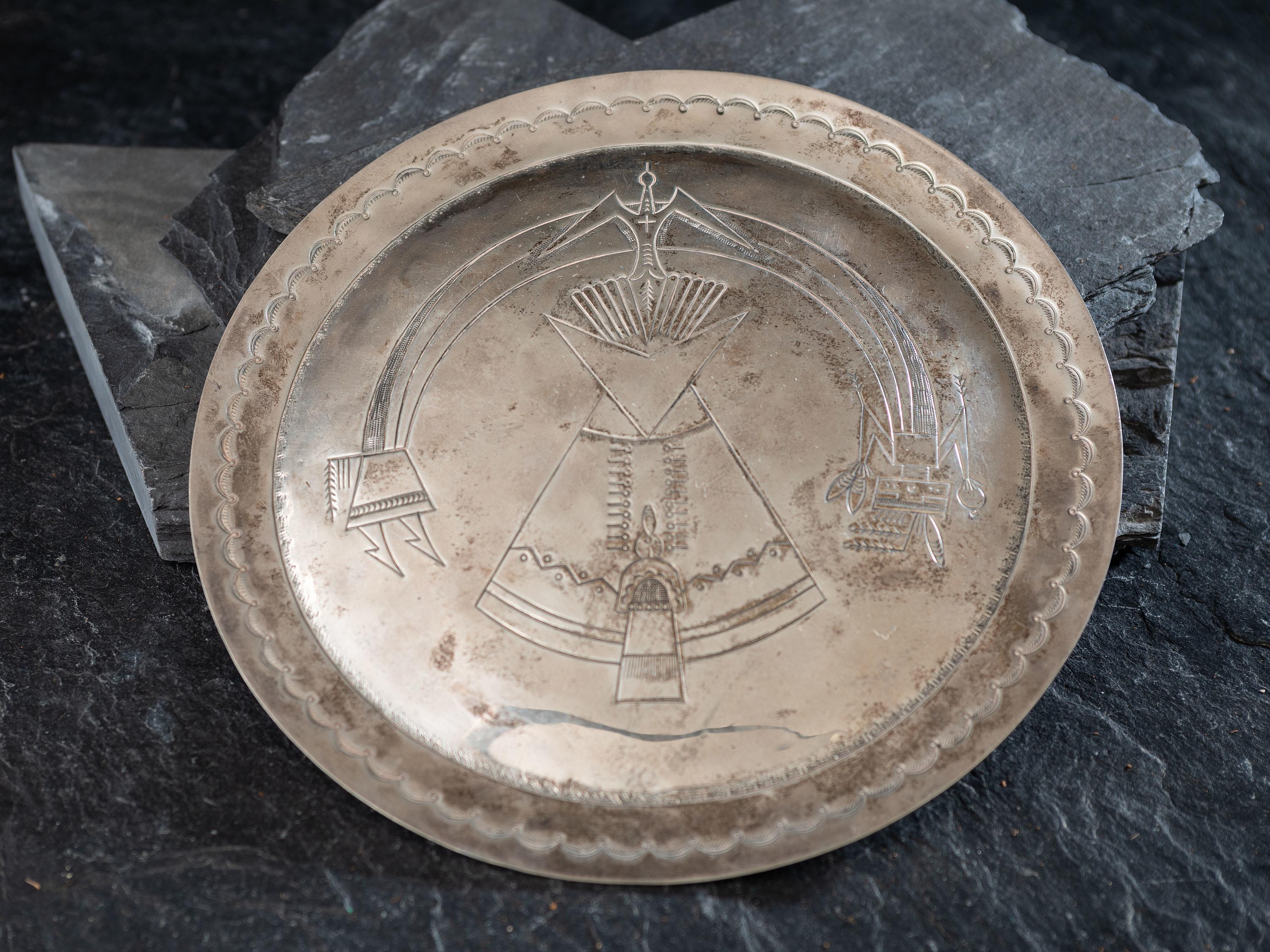 Silver Plaque, with Tipi and Rainbow Guardian