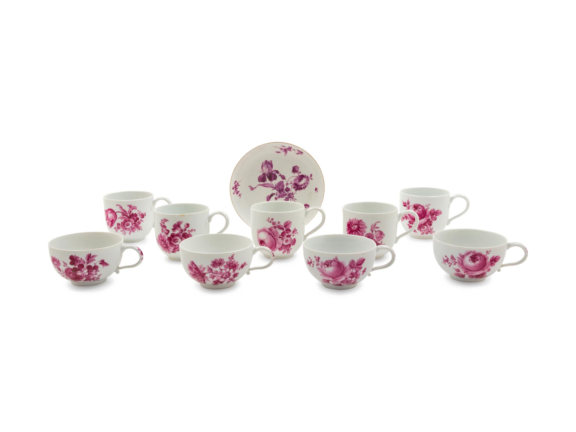 A German Puce-Painted Porcelain Tea Service