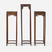 Three Chinese hardwood tall stands 香几三件 Late Qing to Republic period ?????