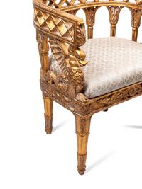 A Set of Four Italian Neoclassical Style Giltwood Armchairs