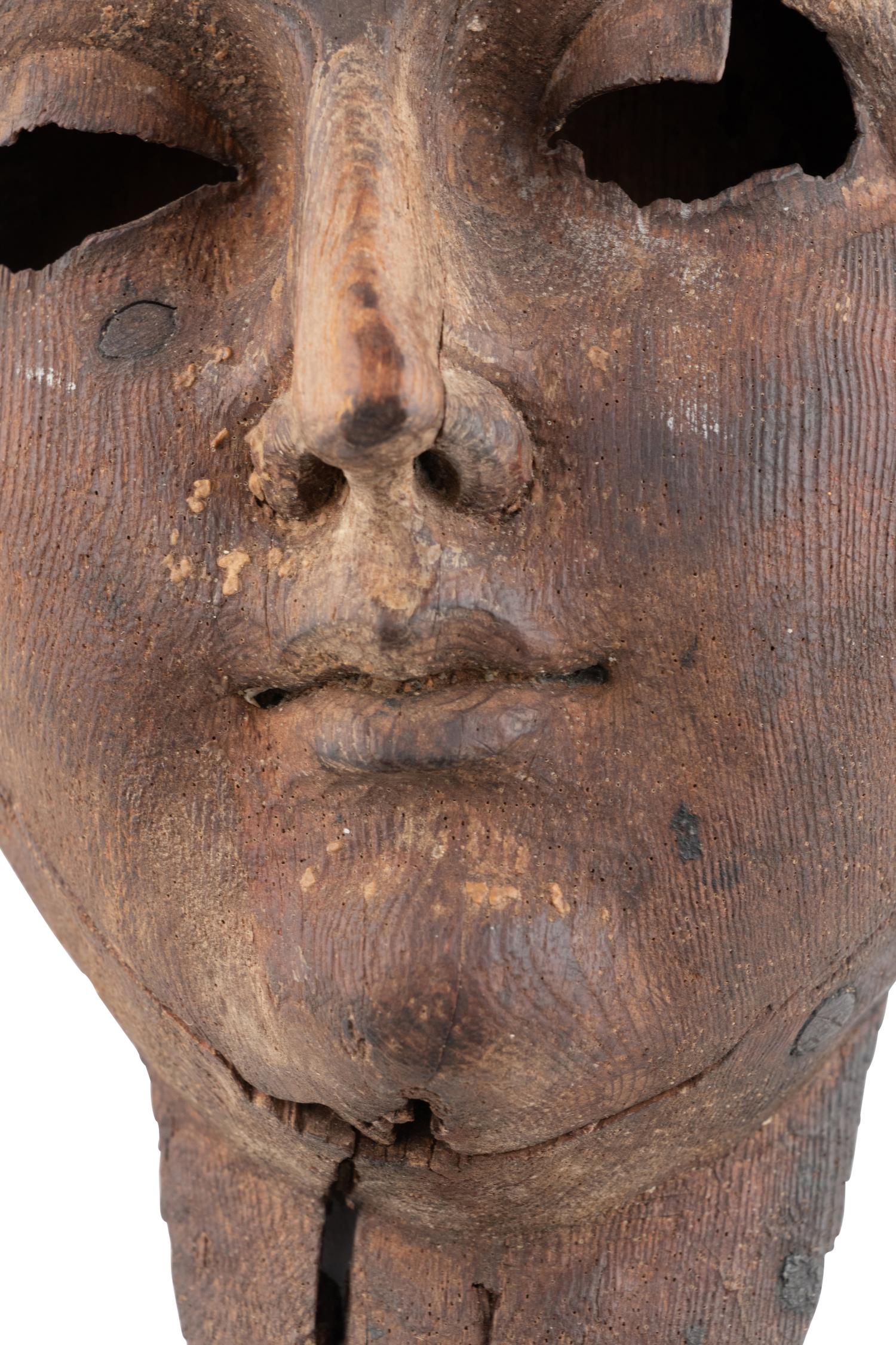 A Continental Carved Pine Maiden's Mask