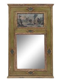 A Neoclassical Style Painted and Parcel Gilt Trumeau Mirror — EARLY 20TH CENTURY