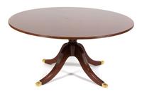A George III Style Inlaid Mahogany Low Cocktail Table Height 23 x diameter 48 inches. — 20TH CENTURY