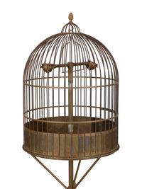 A Large Brass Parrot Cage on a Tripod Stand — LATE 19TH/EARLY 20TH CENTURY