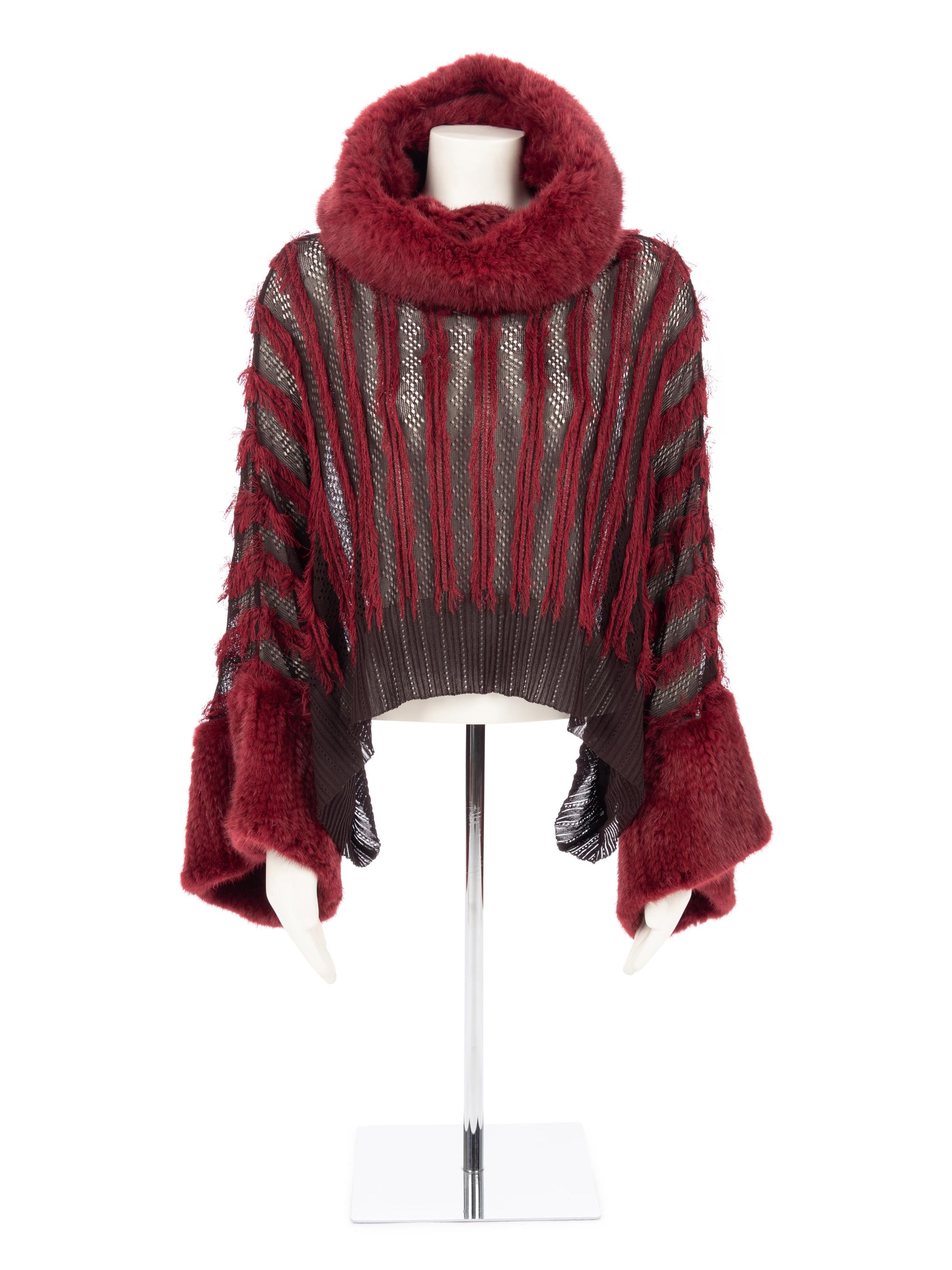 Christian Dior Red Mink Knit Top, 2000s