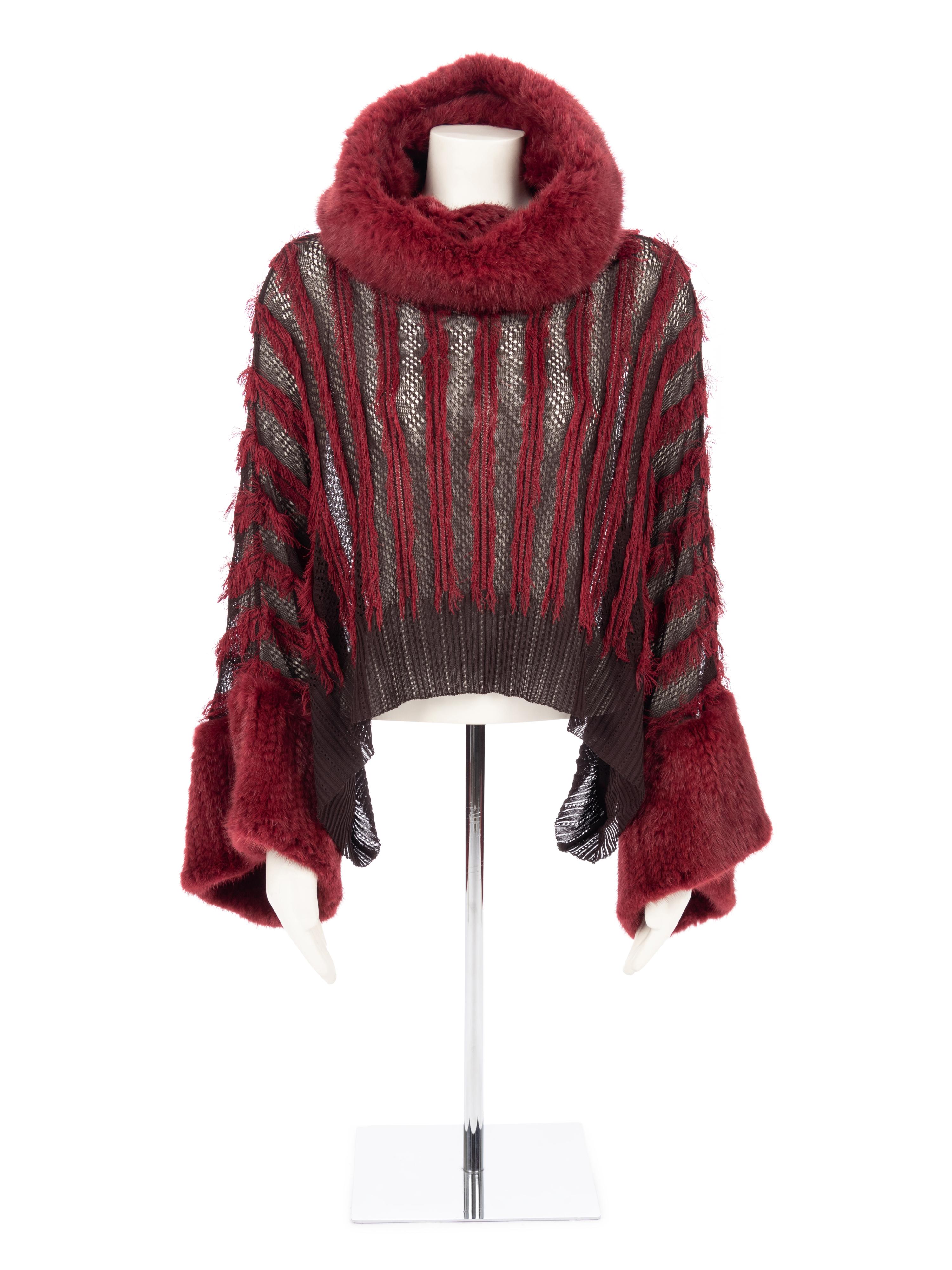 Christian Dior Red Mink Knit Top, 2000s
