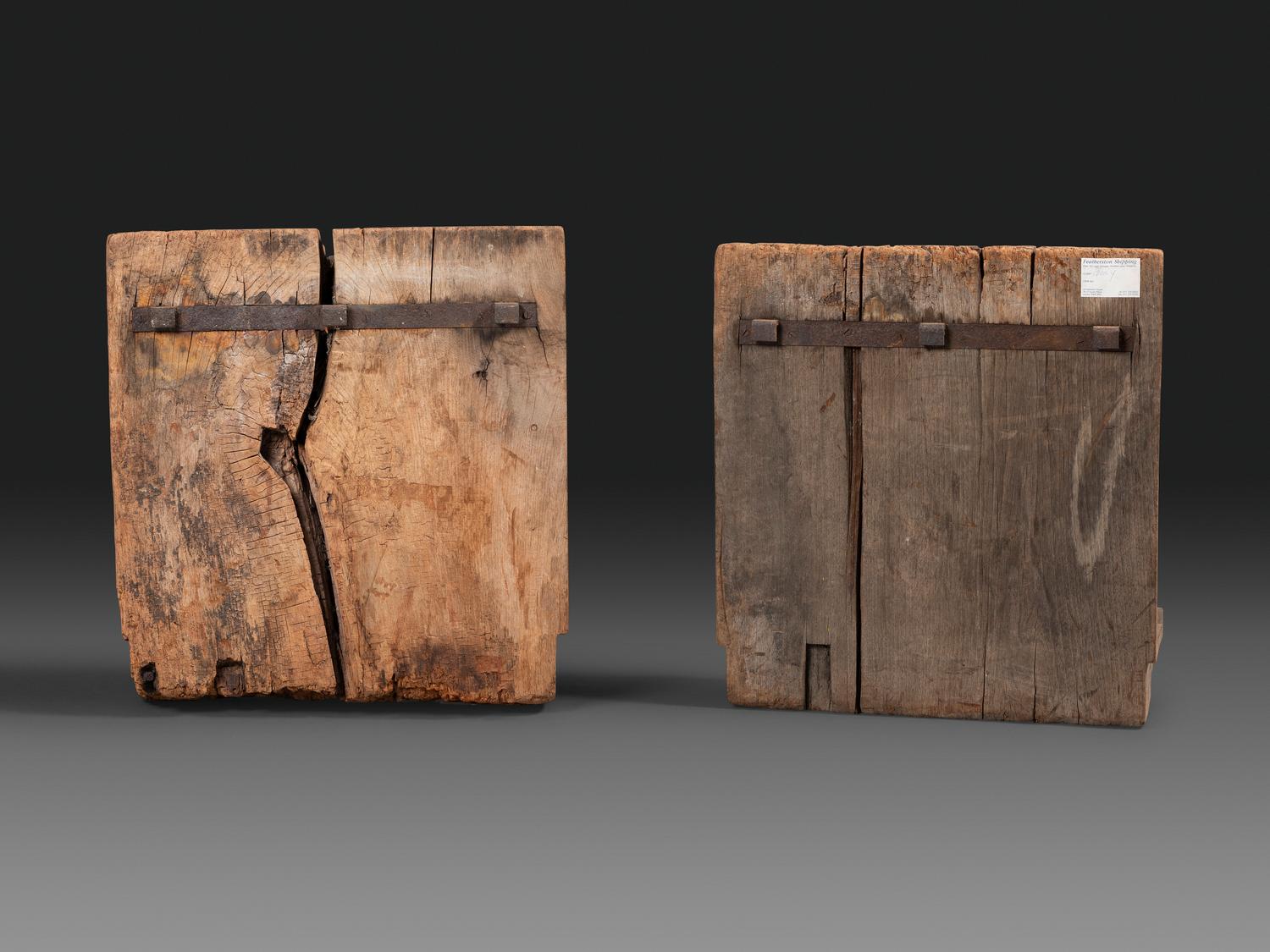 A Pair of English Carved Wood Baker's Shop Architectural Panels