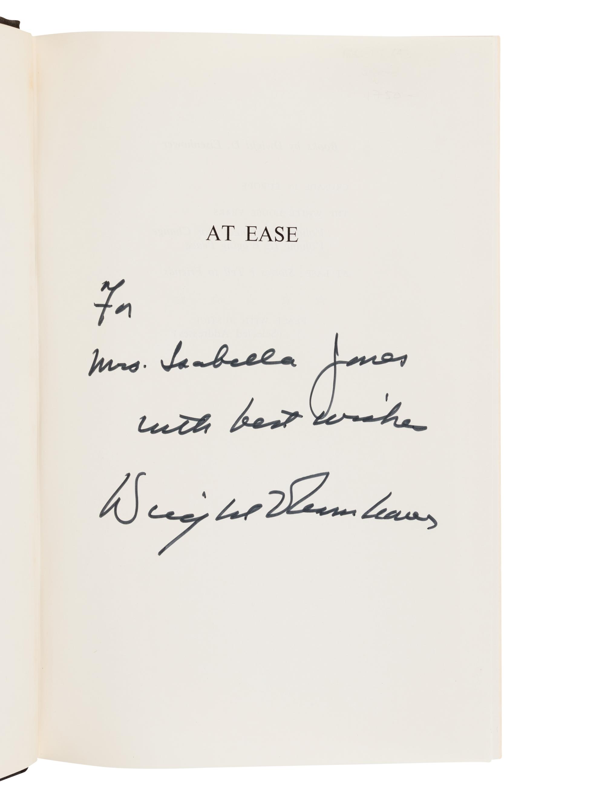 EISENHOWER, Dwight David (1890-1969). At Ease: Stories I Tell to Friends. New York: Doubleday & Company, 1967.