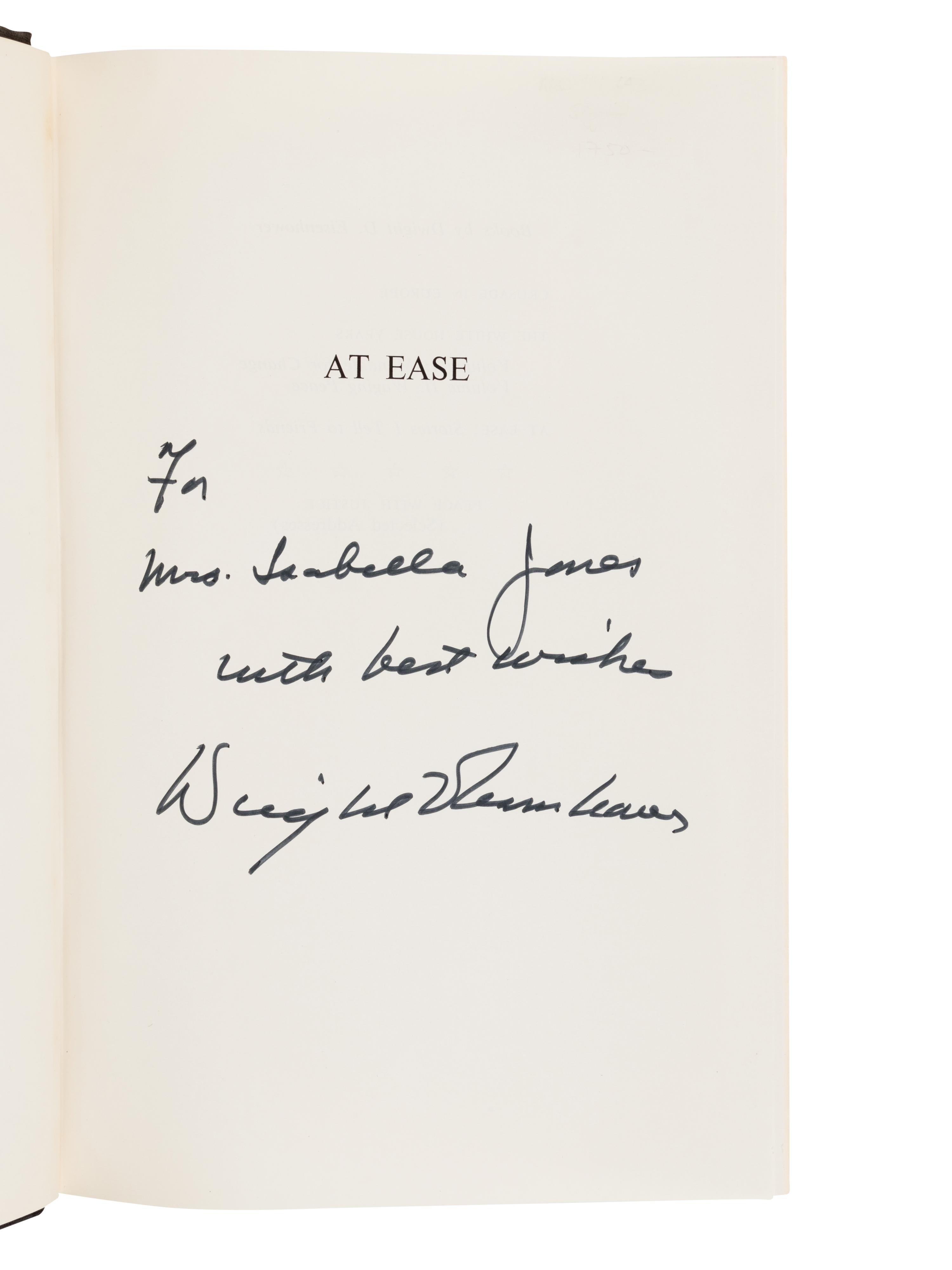 EISENHOWER, Dwight David (1890-1969). At Ease: Stories I Tell to Friends. New York: Doubleday & Company, 1967.
