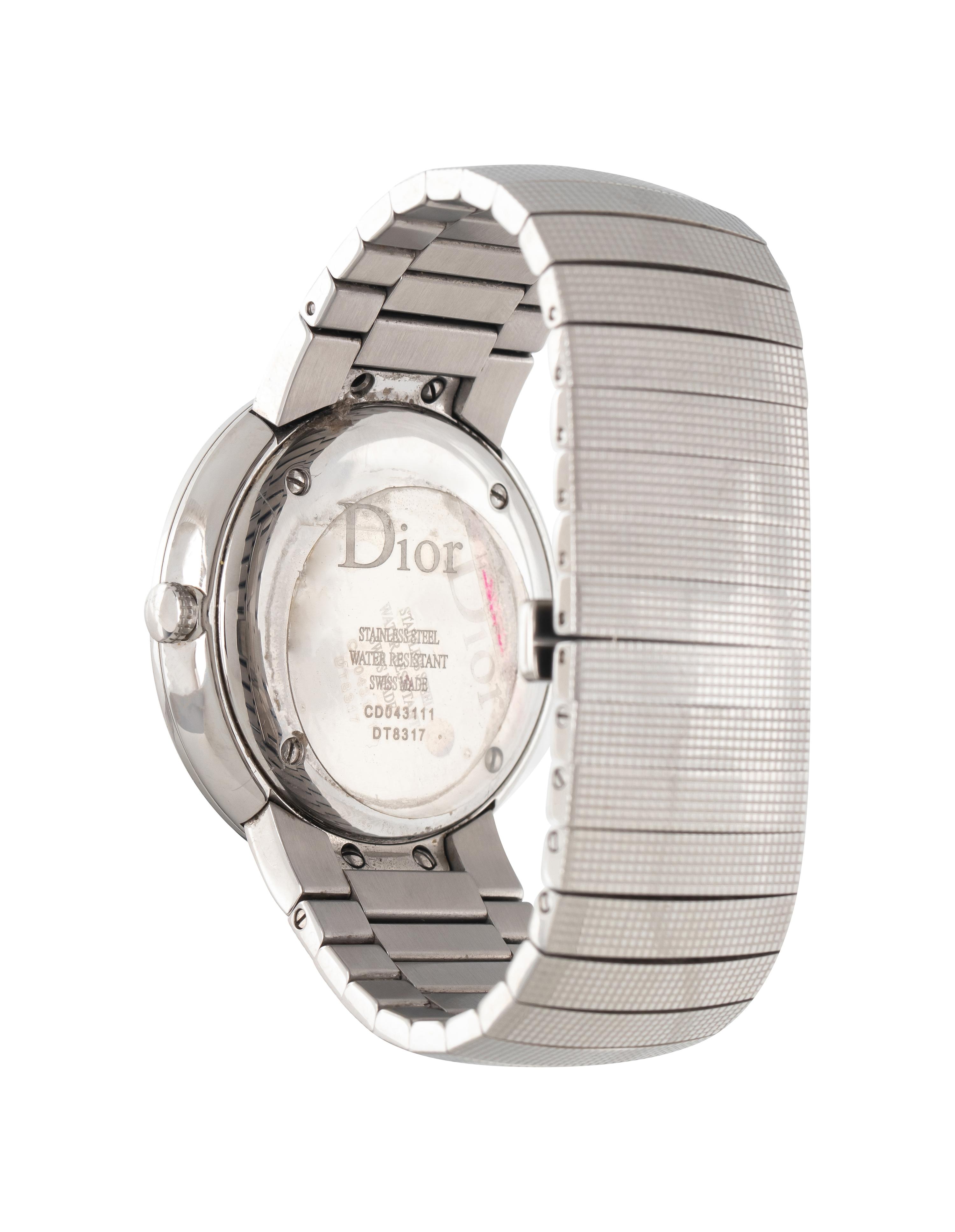 DIOR, STAINLESS STEEL AND DIAMOND 'LA D DE DIOR' WATCH