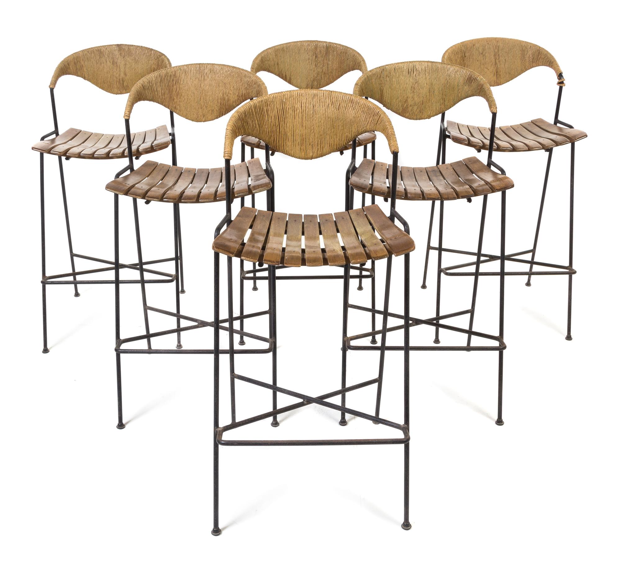Arthur Umanoff, RAYMOR, c. 1957, a set of six bar stools