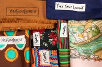 Seven Designer Silk Scarves by YSL and Hermès
