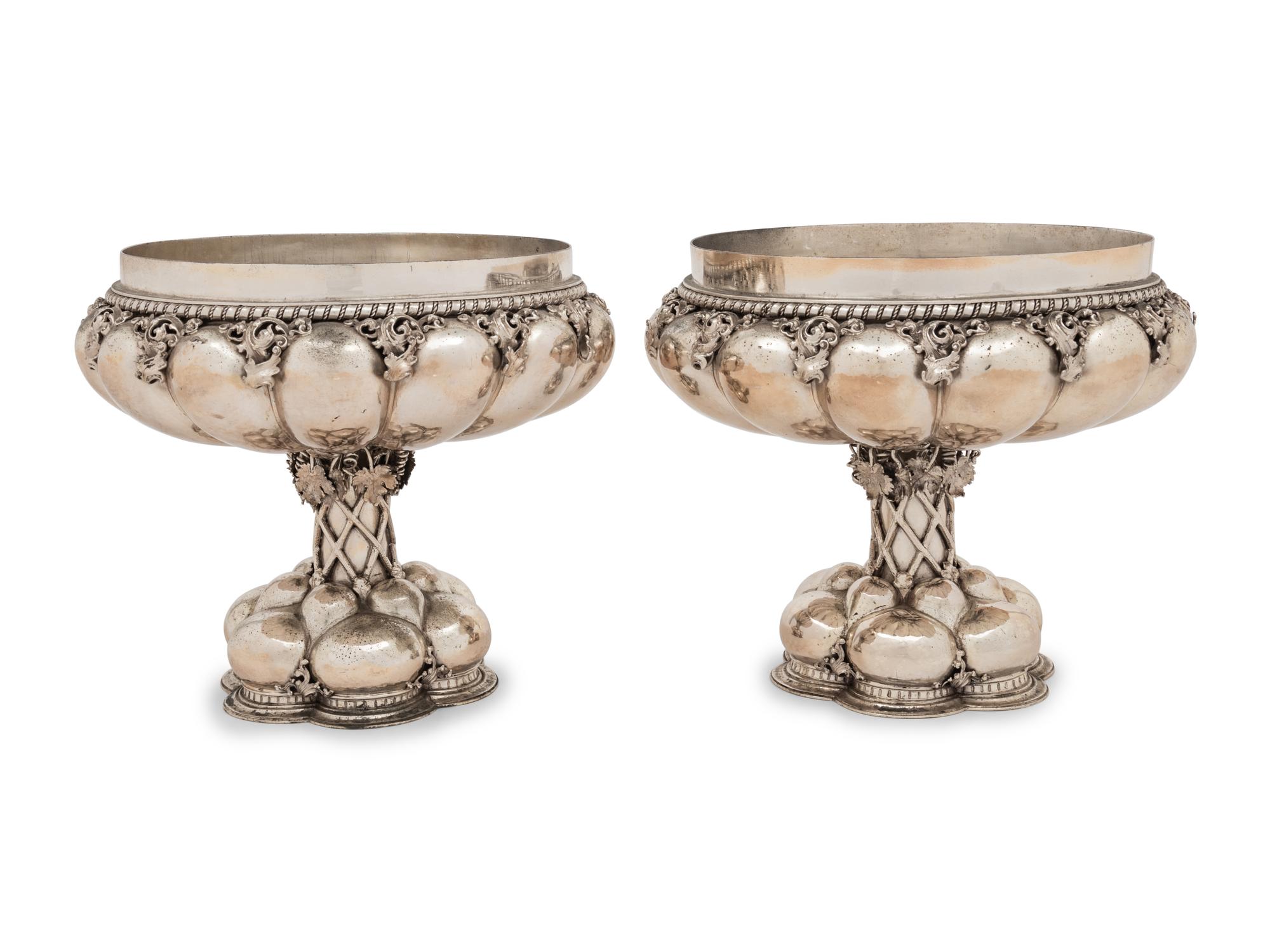 A Pair of German Silver Compotes