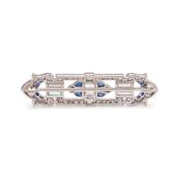 ART DECO, DIAMOND AND SAPPHIRE BROOCH
