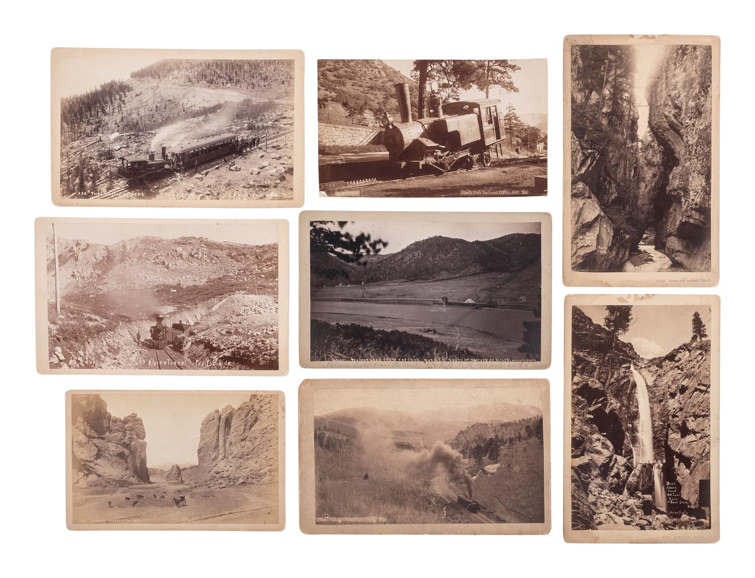 [COLORADO]. A collection of 24 photographs of landscape scenes, railroads, and other Colorado subjects, including: