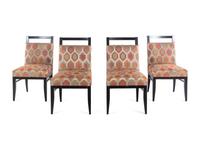 A Set of Four Designmaster Dining Chairs with Silk Upholstery
