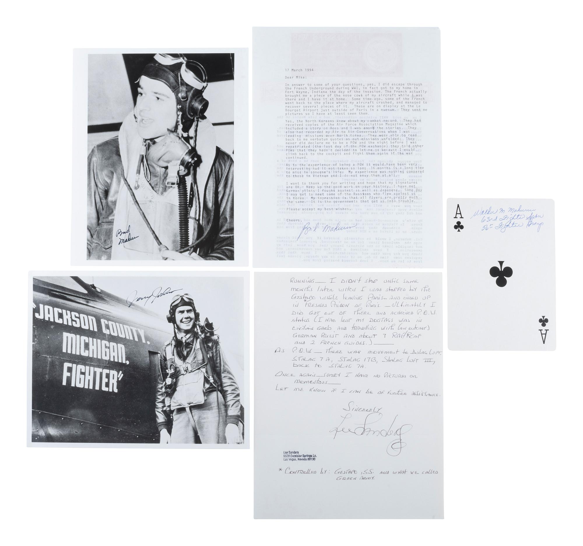 [WWII]. Aviator and flying ace's signatures, incl. Col. Gregory "Pappy" Boyington, MOH and POW.