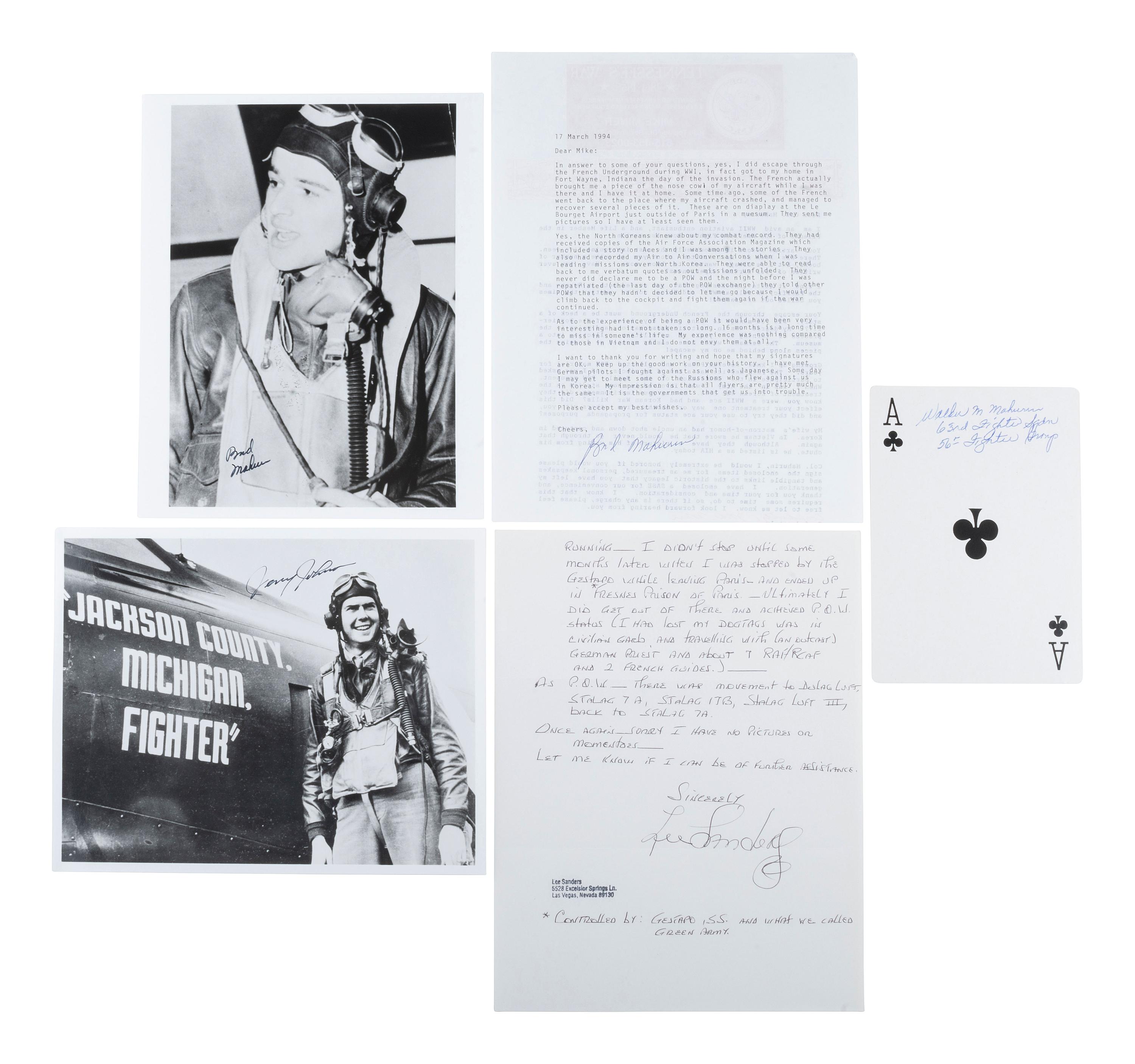 [WWII]. Aviator and flying ace's signatures, incl. Col. Gregory "Pappy" Boyington, MOH and POW.
